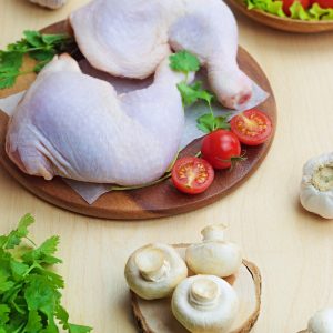 chicken, mushrooms, vegetables, food, ingredients, chicken leg, meat, tomatoes, garlic, cilantro, raw, wooden board, dish, gourmet, kitchen, chicken, chicken leg, chicken leg, chicken leg, chicken leg, chicken leg