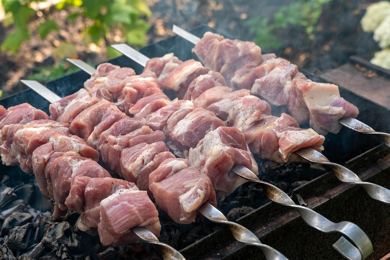 shish kebab, meat skewers, barbecue, pork skewers, grilling